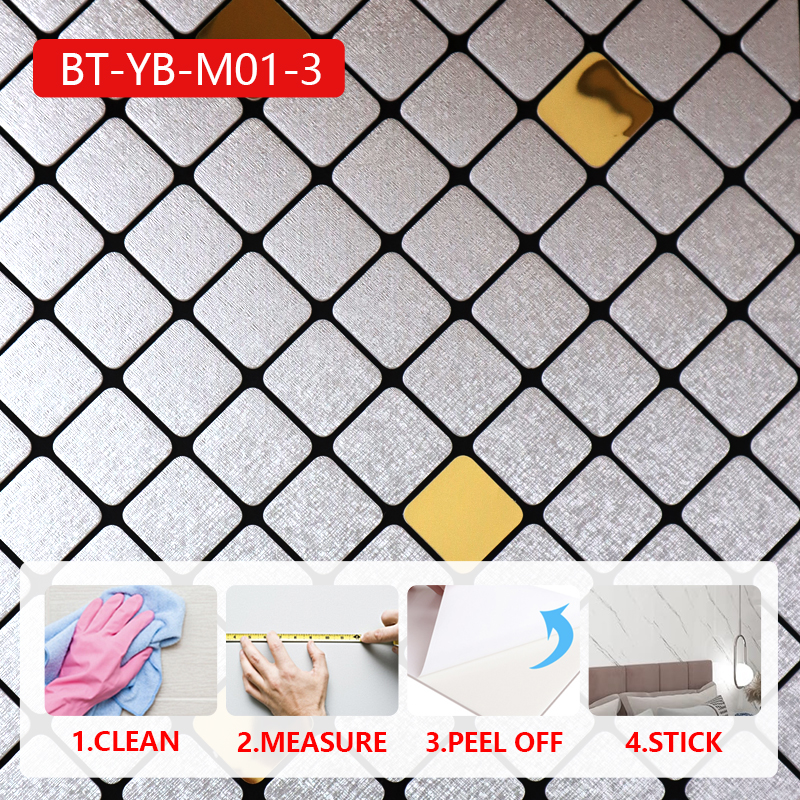 custom design 3d self-adhesive indoor wall stickers Removable Waterproof IXPE mosaic wall sticker