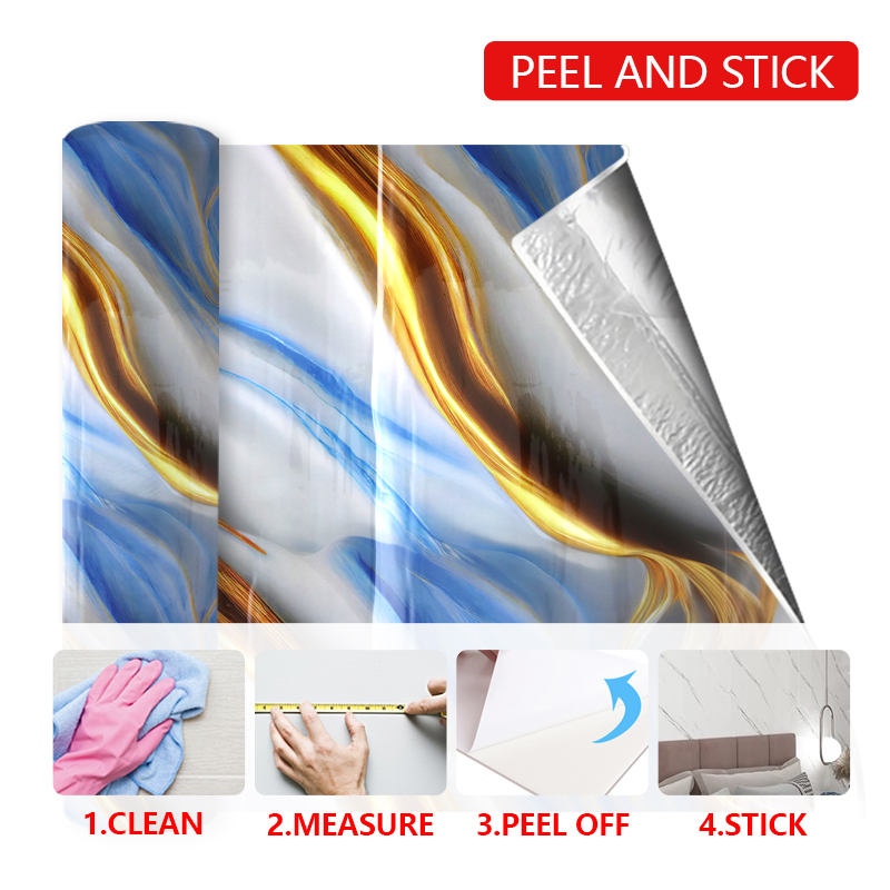 Easy Clean Surface Self-Adhesive Wall Paper Marble Sheet Sticker for Living Room and Bedroom