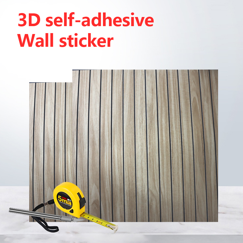 modern design living room tv background fluted wall sticker 3d wood grain IXPE pvc self-adhesive wall sticker