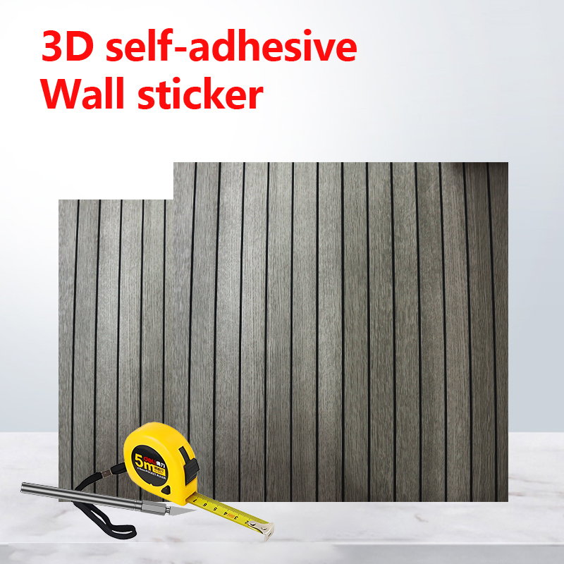 modern design living room tv background fluted wall sticker 3d wood grain IXPE pvc self-adhesive wall sticker